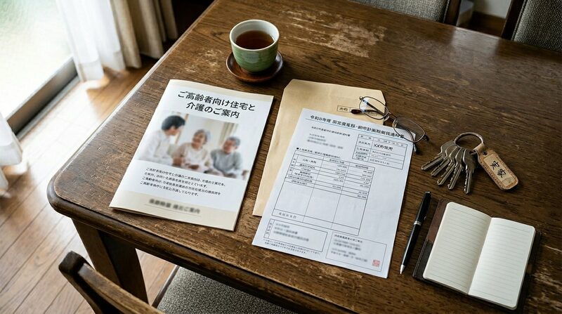 介護施設パンフレットと実家の鍵
