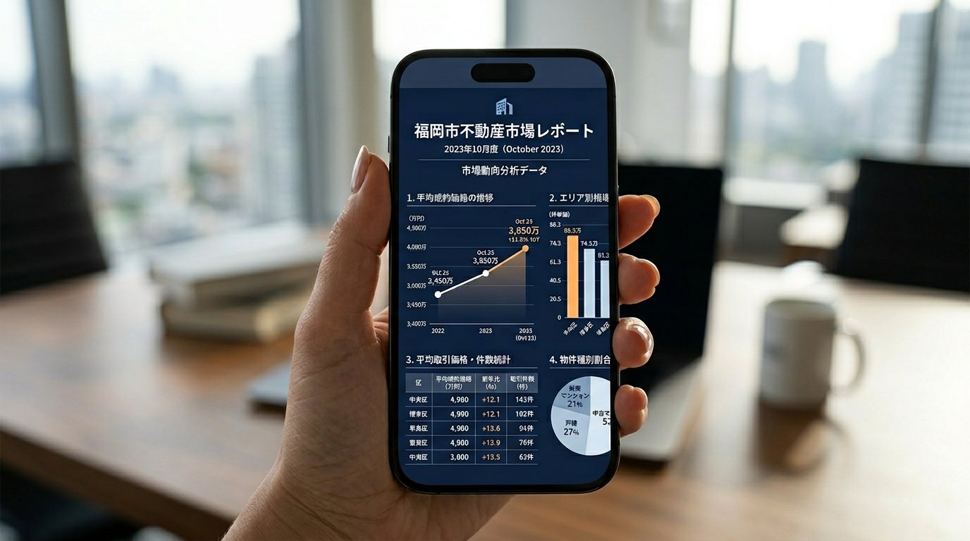 スマートフォンに届く福岡市不動産市場レポート