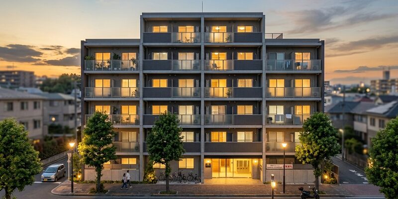 賃貸マンションの夕景