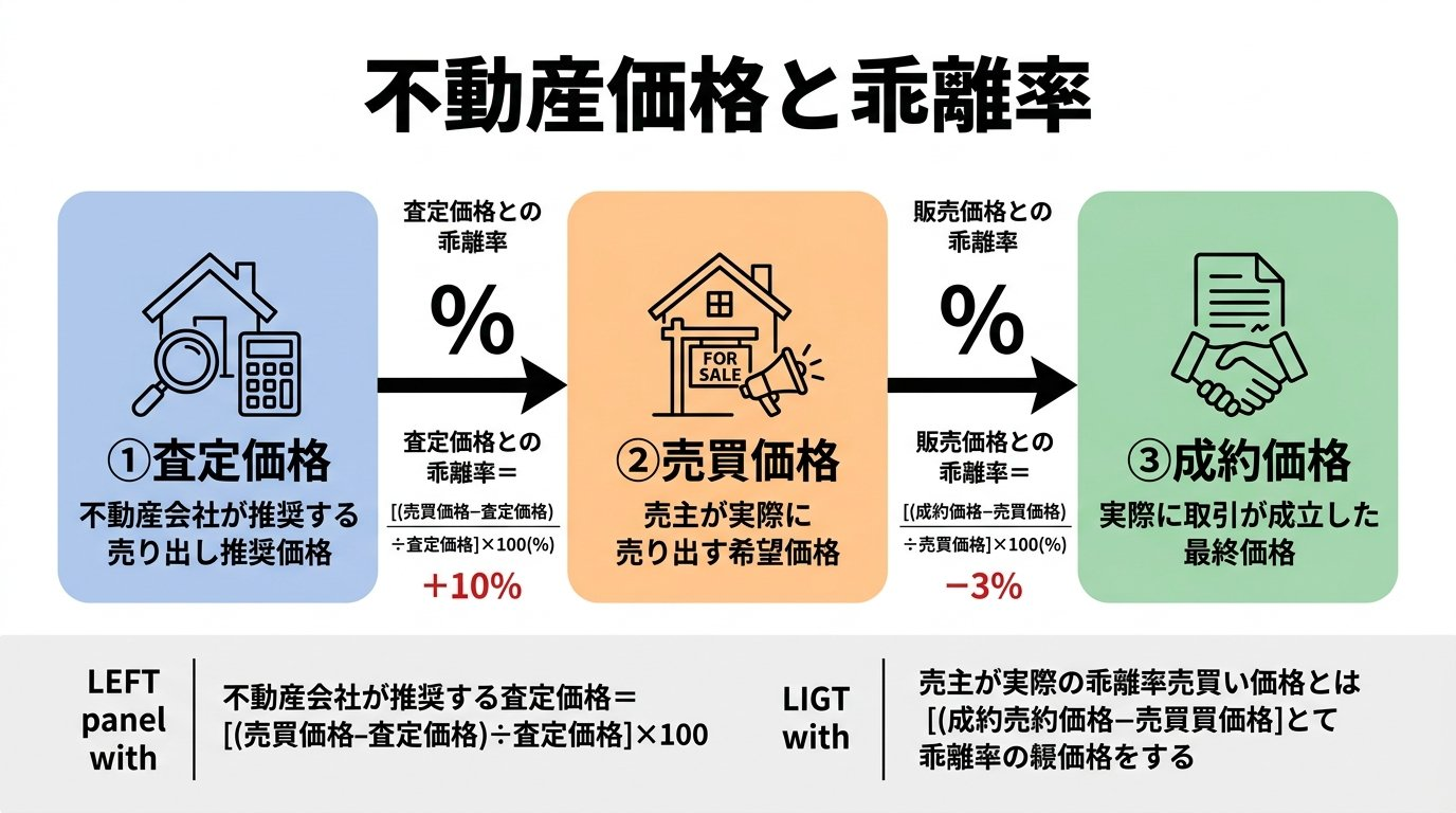 不動産価格と乖離率の解説図